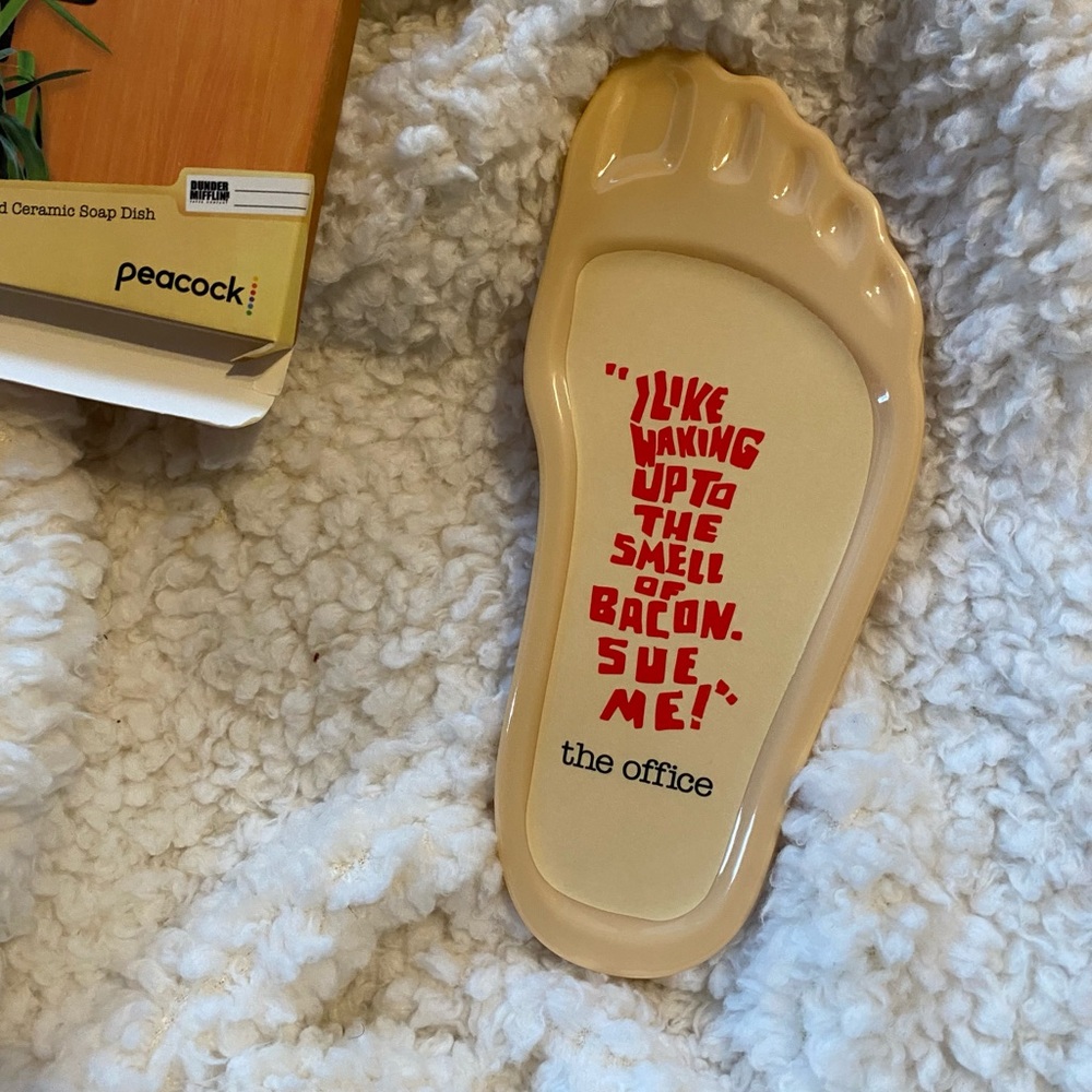The Office merch foot shaped ceramic soap dish
